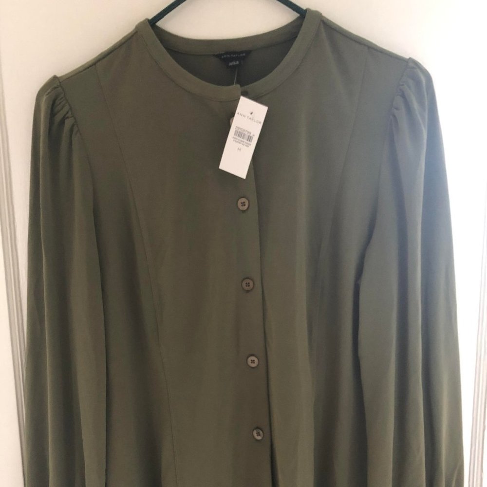 Ann Taylor Olive Blouse NWT